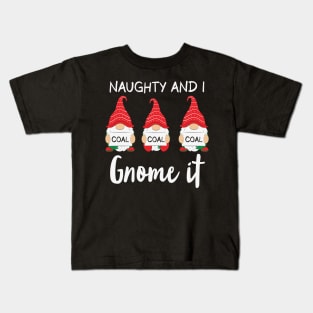 Naughty And I Gnome It Christmas Gnomes Funny Pajama Kids T-Shirt